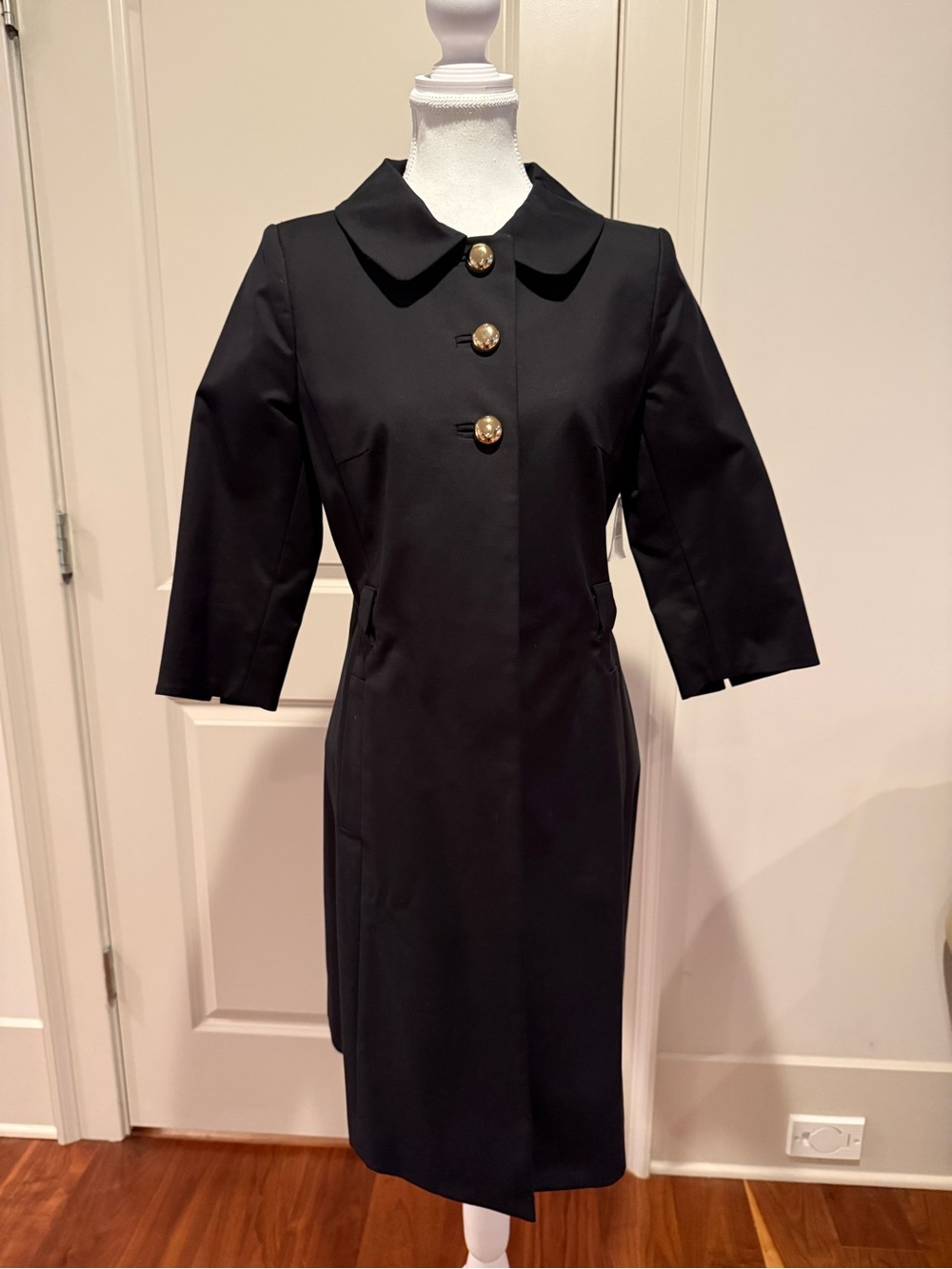 NWT Milly New York Black Gold Button Coat Dress Sz 6